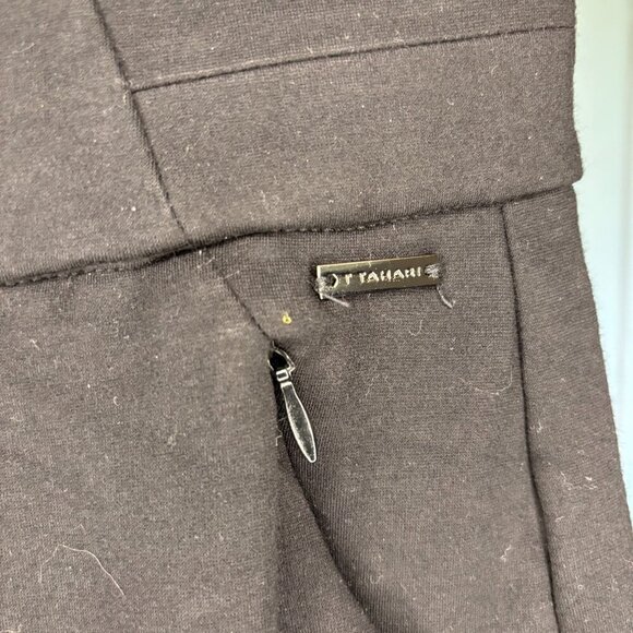 T TAHARI Pullon Ankle Pant Womens M Black Flat Front Ponte Stretch - Picture 5 of 6